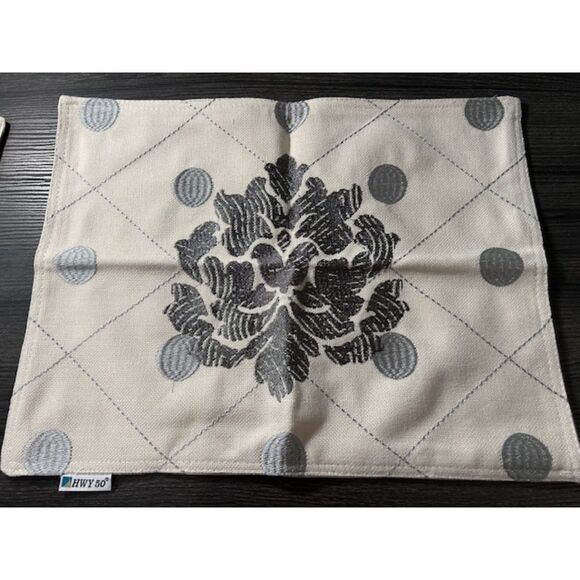 NWOT HWY 50 Linen Embroidered Gray Placemats - 4 piece set - Picture 4 of 5